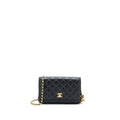 Chanel Pearl Crush Wallet On Chain Lambskin Black Brushed  (Microchip)