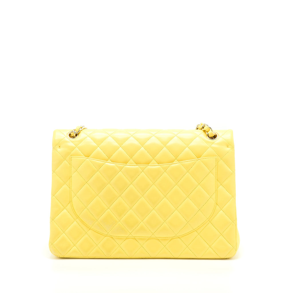 Chanel Maxi Classic Double Flap Bag Lambskin Yellow L