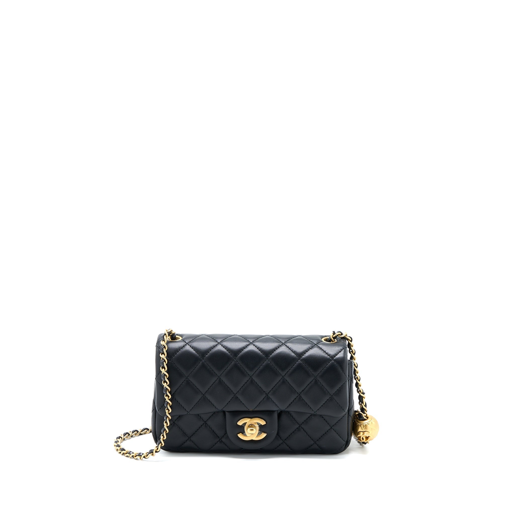 Chanel Pearl Crush Mini Rectangular Flap Bag Lambskin Black