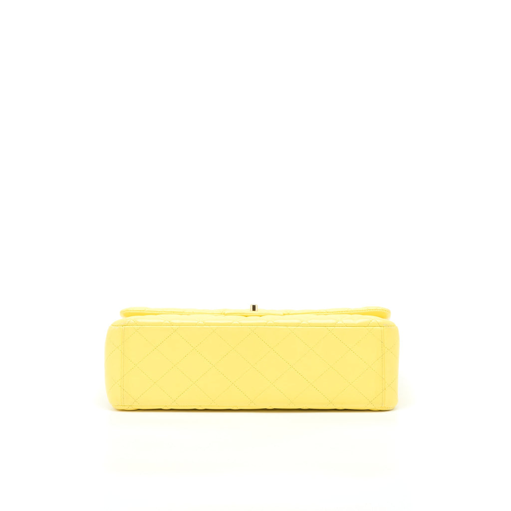 Chanel Maxi Classic Double Flap Bag Lambskin Yellow L