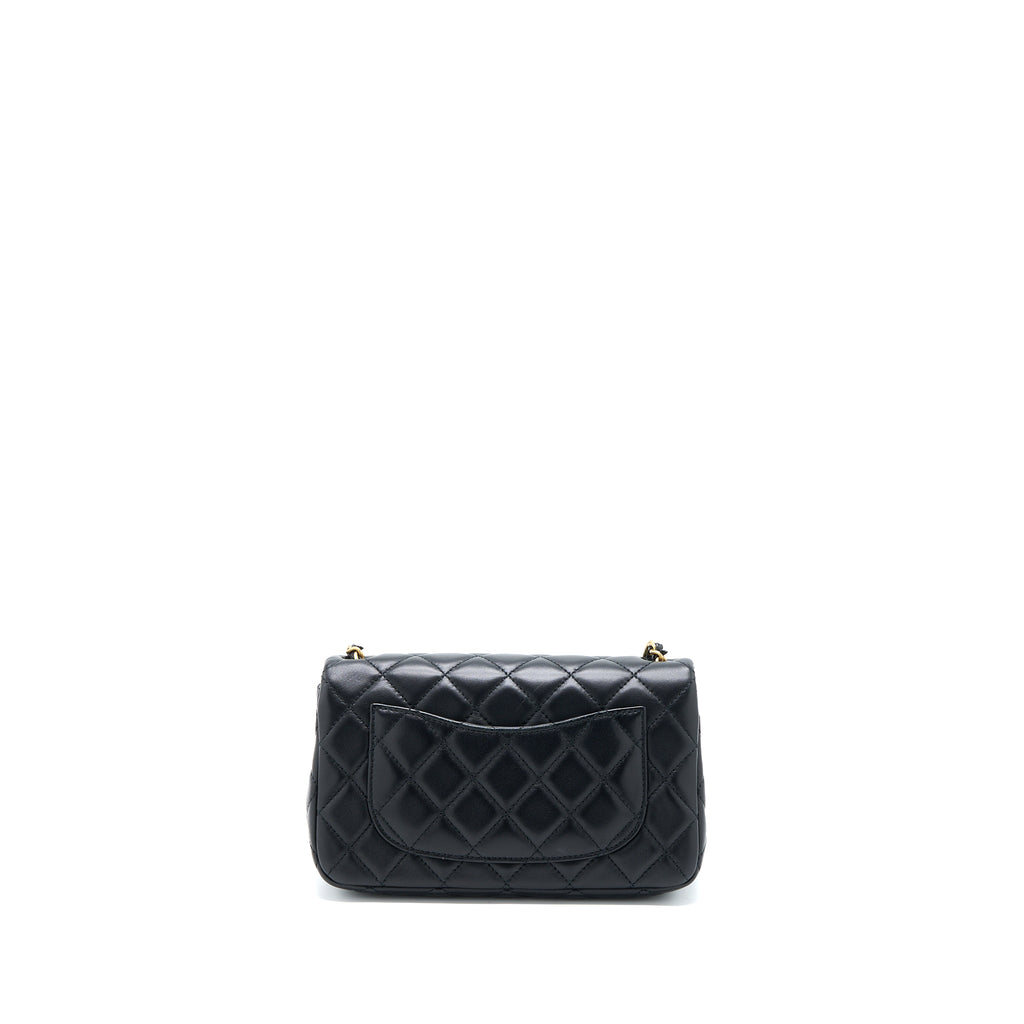 Chanel Pearl Crush Mini Rectangular Flap Bag Lambskin Black