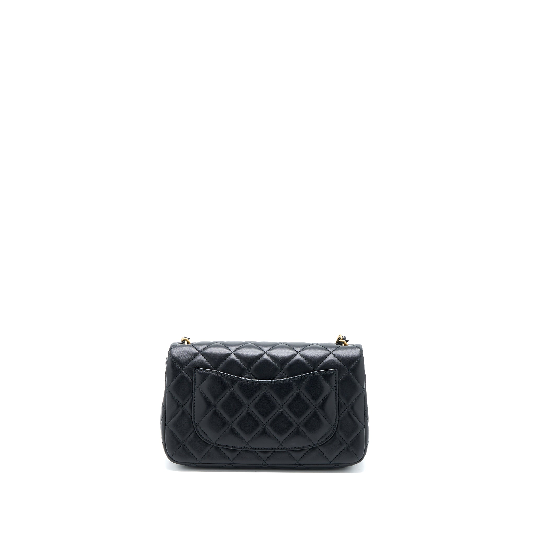 Chanel Pearl Crush Mini Rectangular Flap Bag Lambskin Black