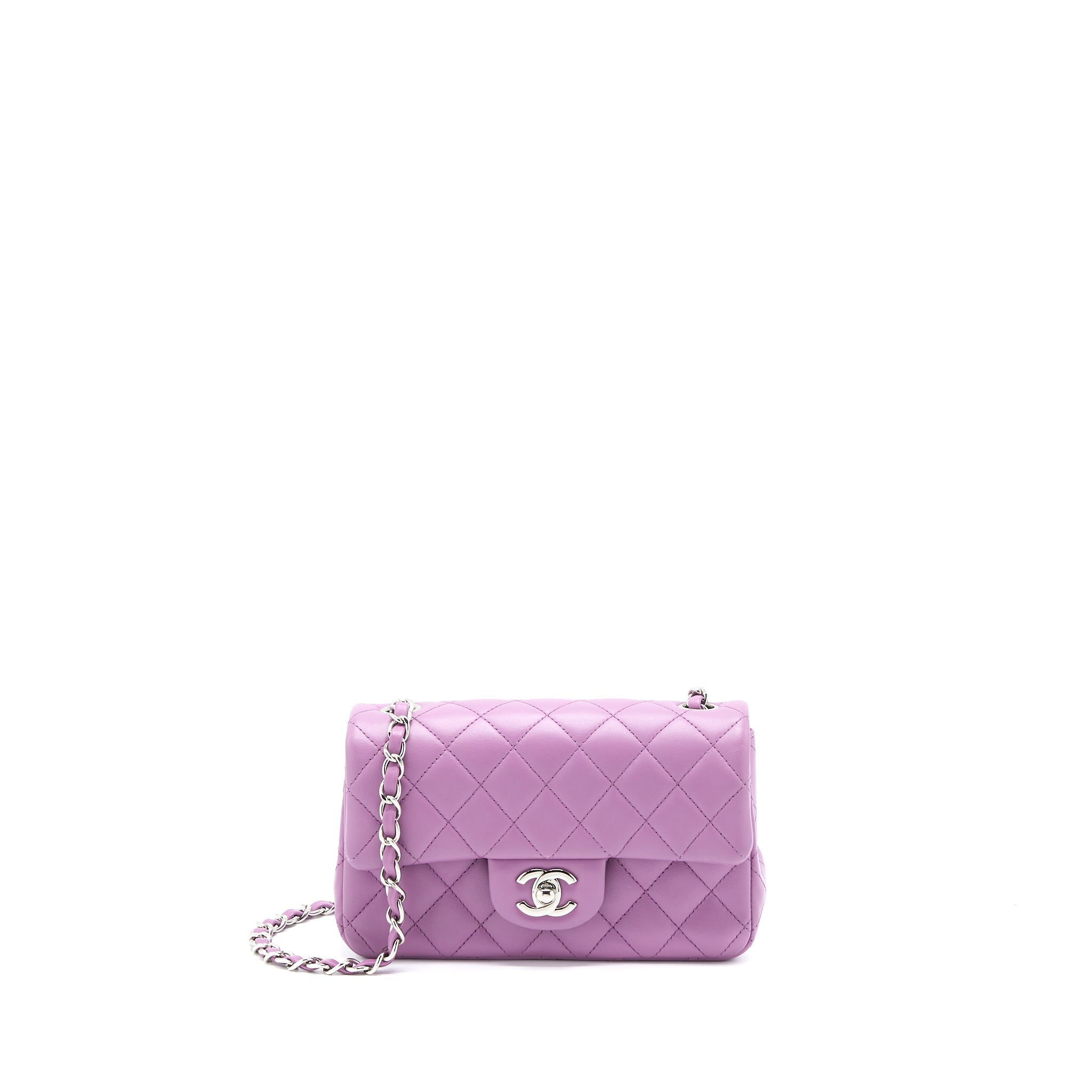 Chanel Mini Rectangular Flap Bag Lambskin Purple