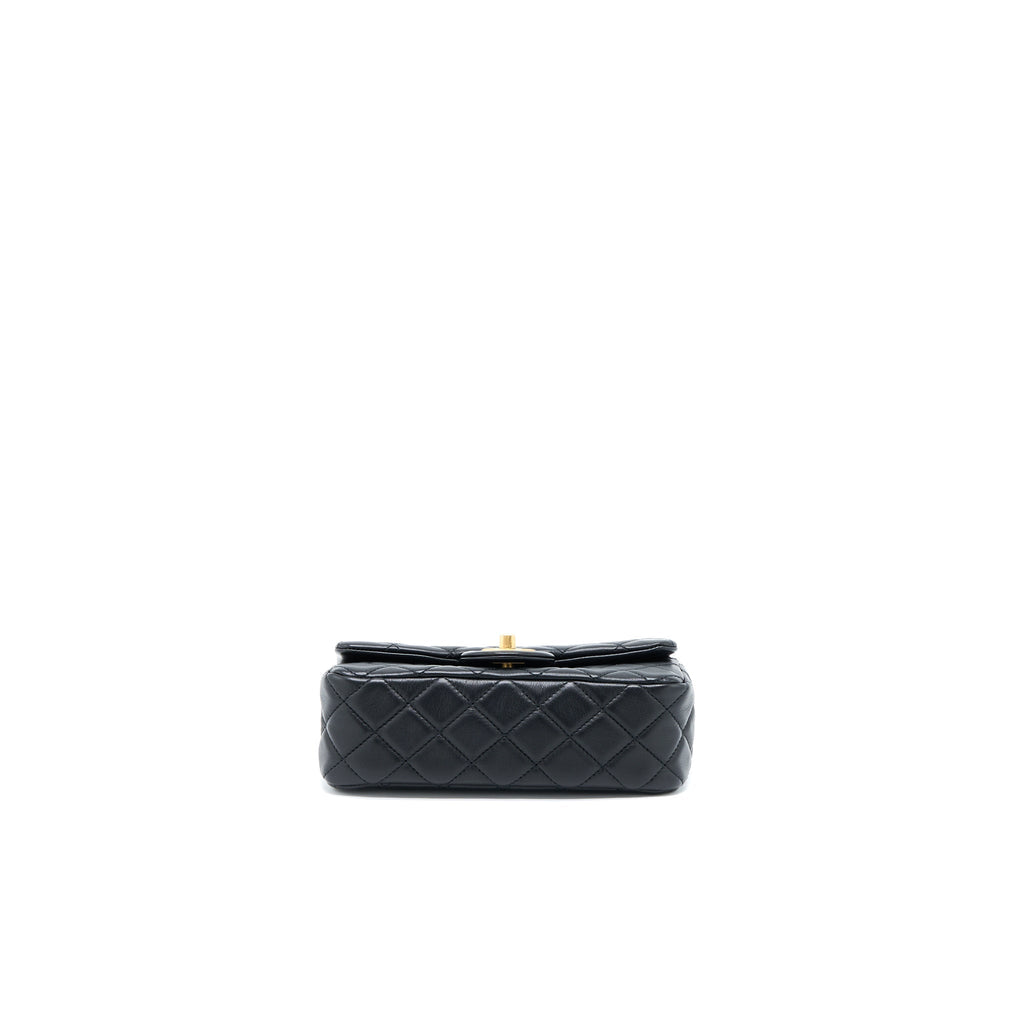 Chanel Pearl Crush Mini Rectangular Flap Bag Lambskin Black