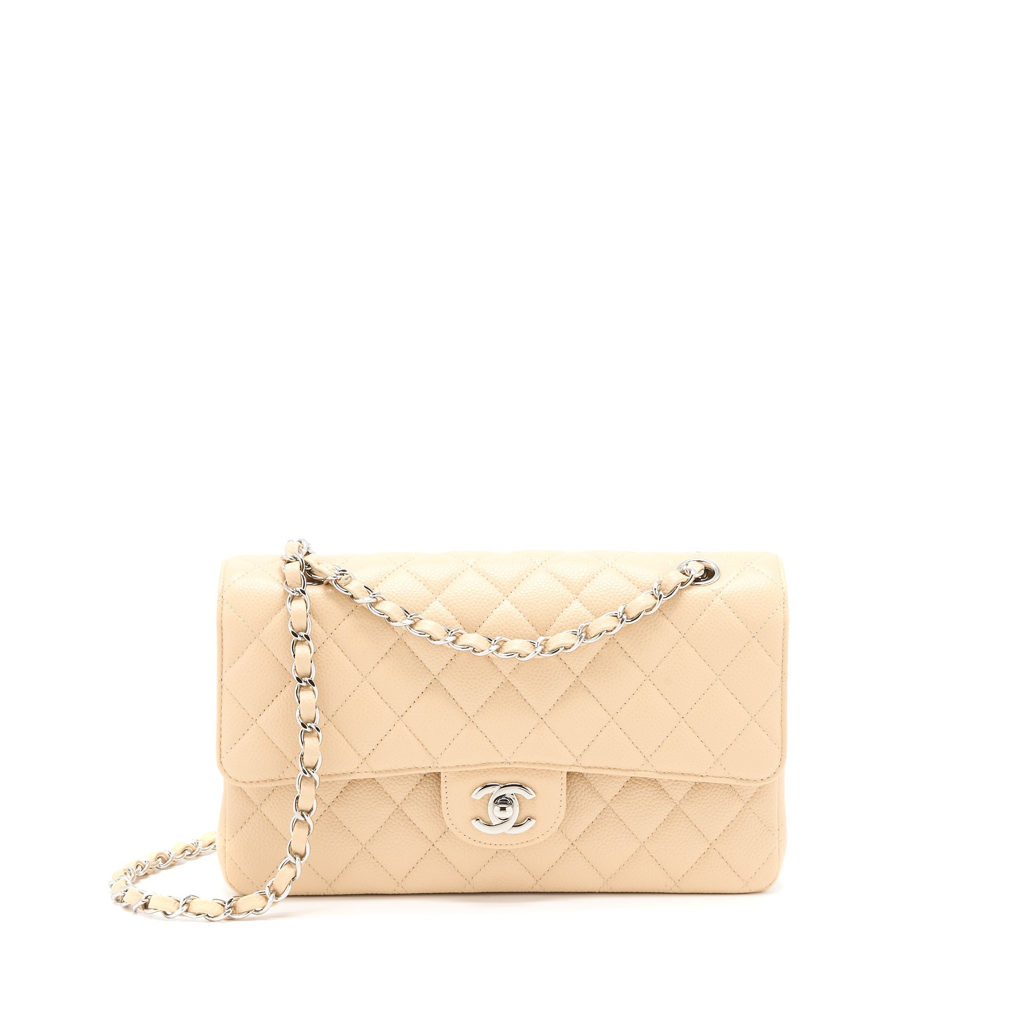 Chanel Classic Double Flap Bag Caviar Light Beige
