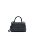 Chanel Small Coco Handle Chevron Caviar So Black with Black Hardware