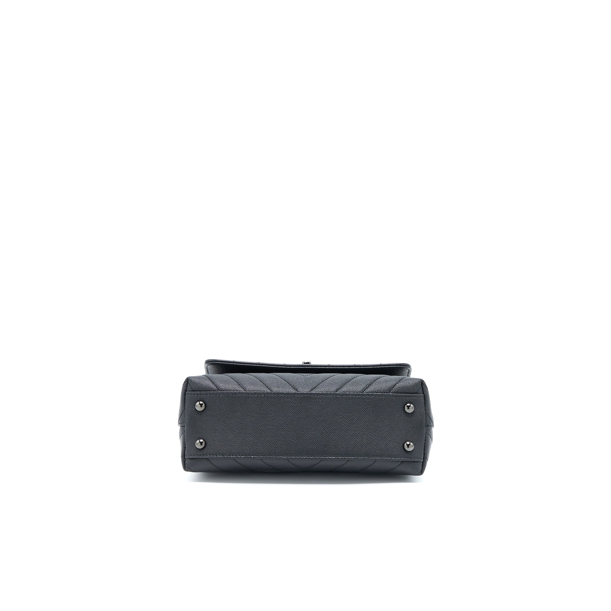 Chanel Small Coco Handle Chevron Caviar So Black with Black Hardware