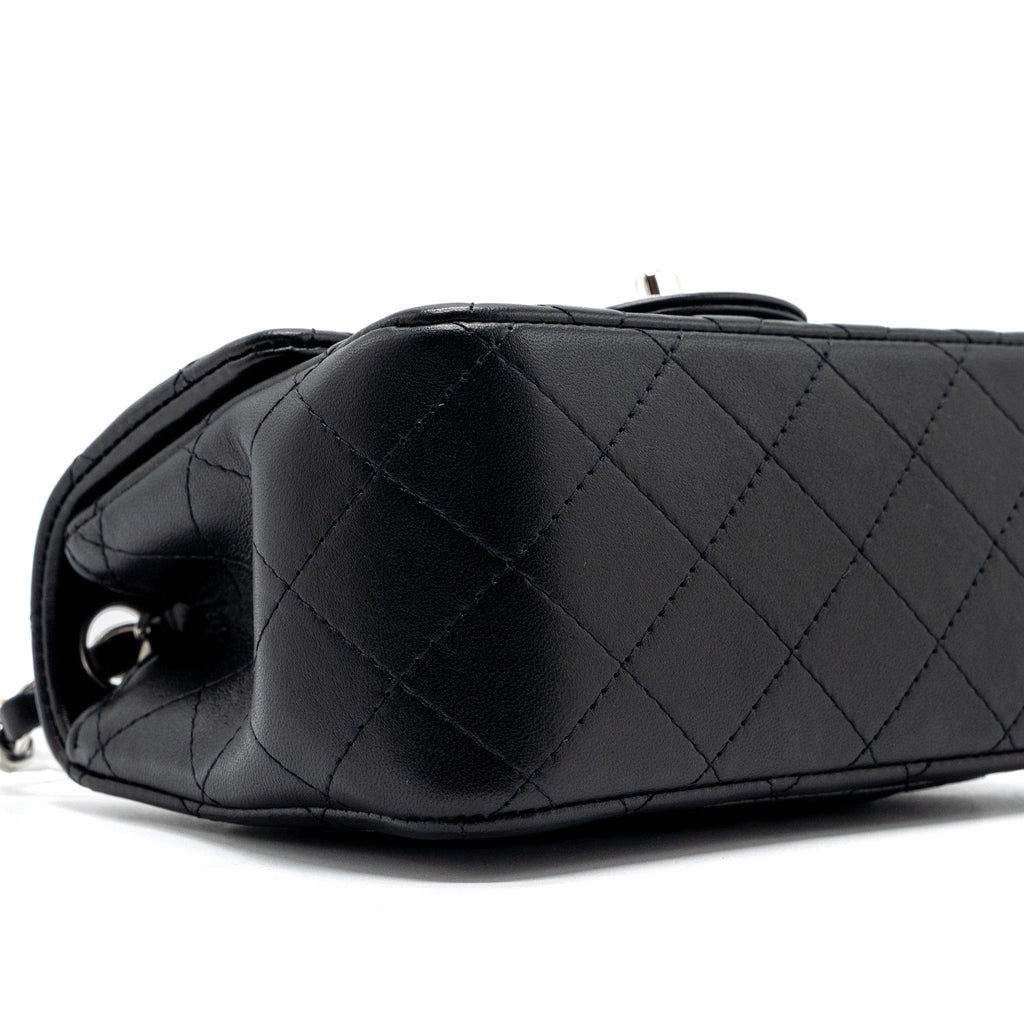Chanel mini square flap bag lambskin black  (microchip)