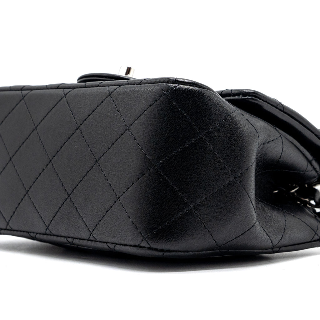 Chanel mini square flap bag lambskin black  (microchip)