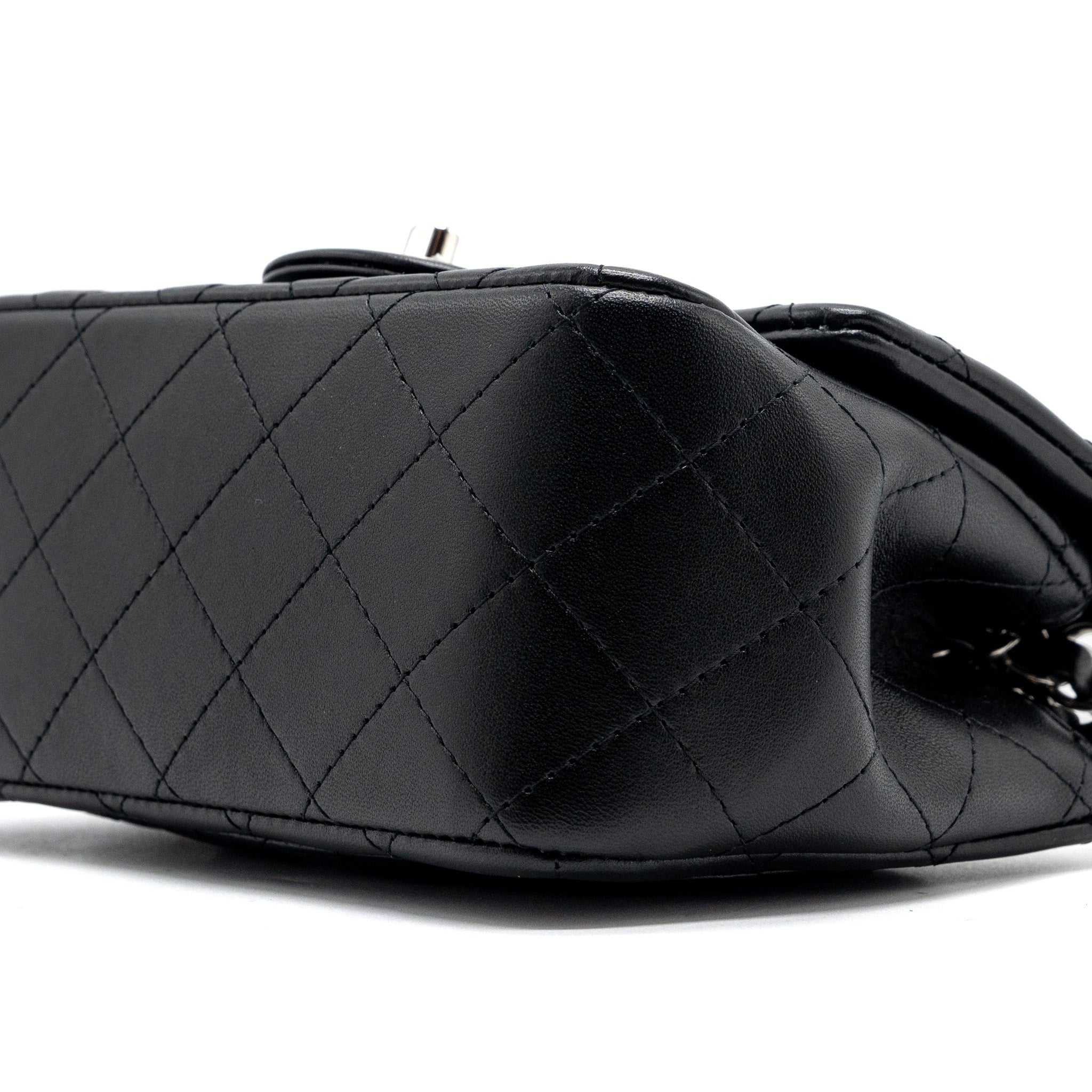 Chanel mini square flap bag lambskin black  (microchip)
