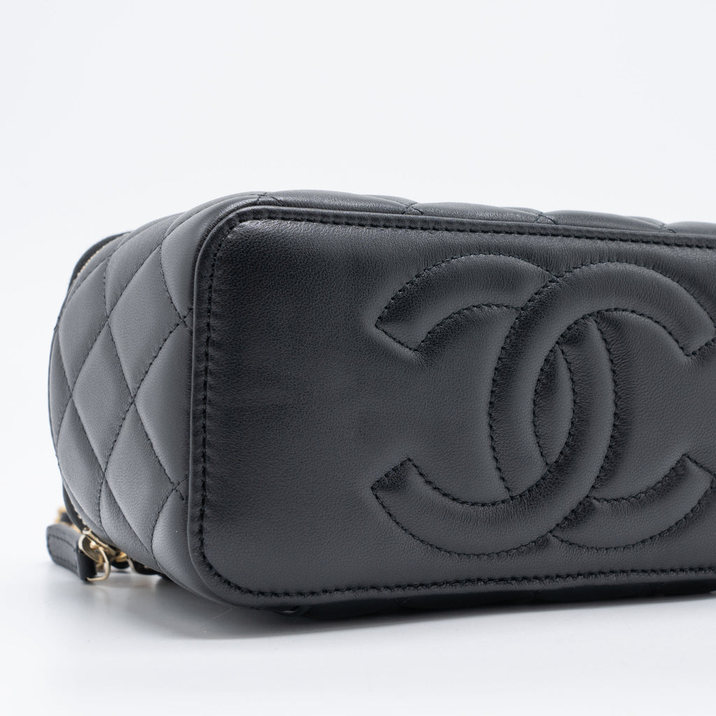 Chanel 23C Pearl Crush Long Vanity Lambskin Black Brushed  (Microchip)