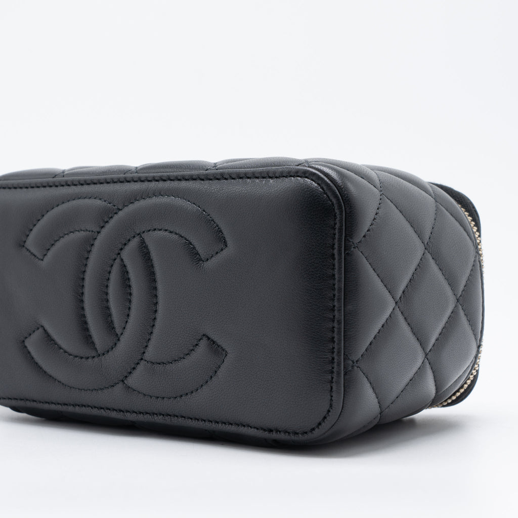 Chanel 23C Pearl Crush Long Vanity Lambskin Black Brushed  (Microchip)