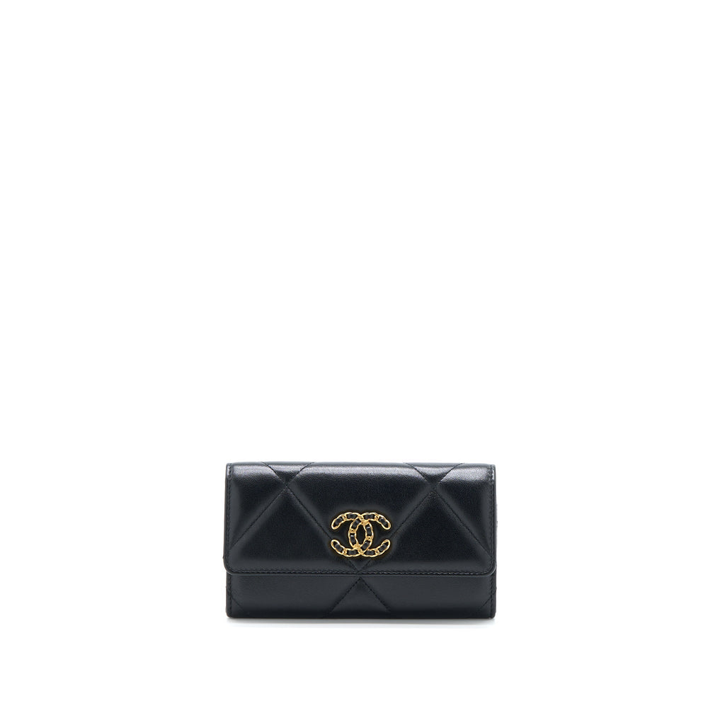 Chanel 19 Flap Wallet Lambskin Black