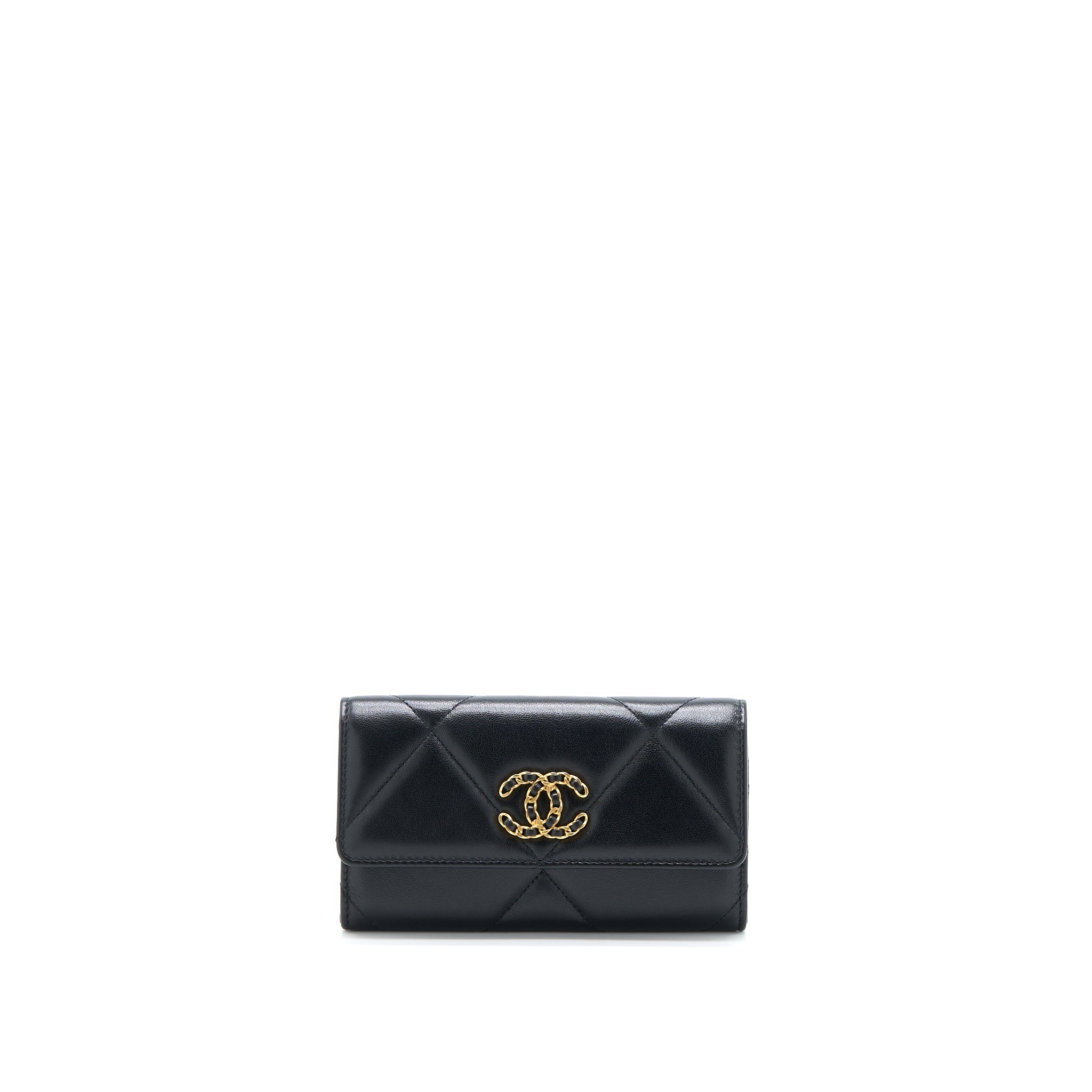 Chanel 19 Flap Wallet Lambskin Black