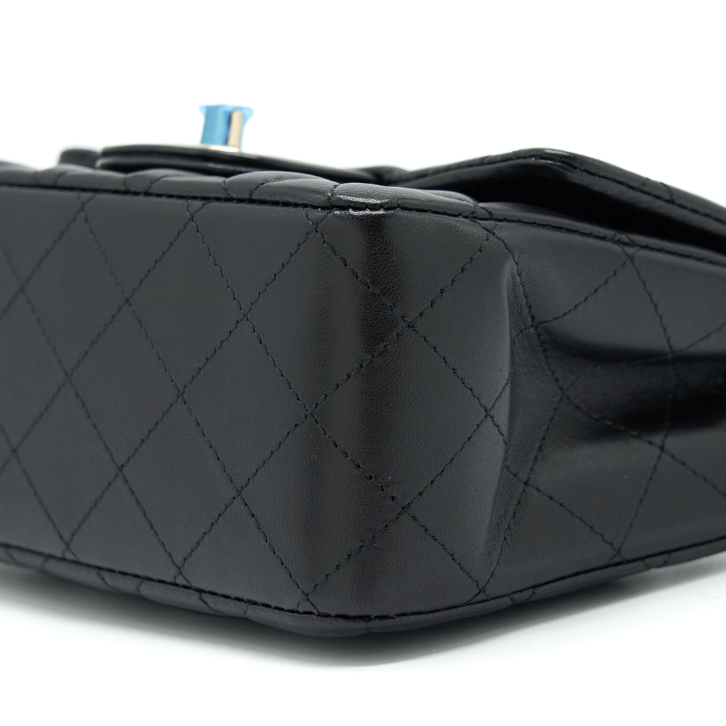 Chanel Mini Square Flap Bag Lambskin Black L