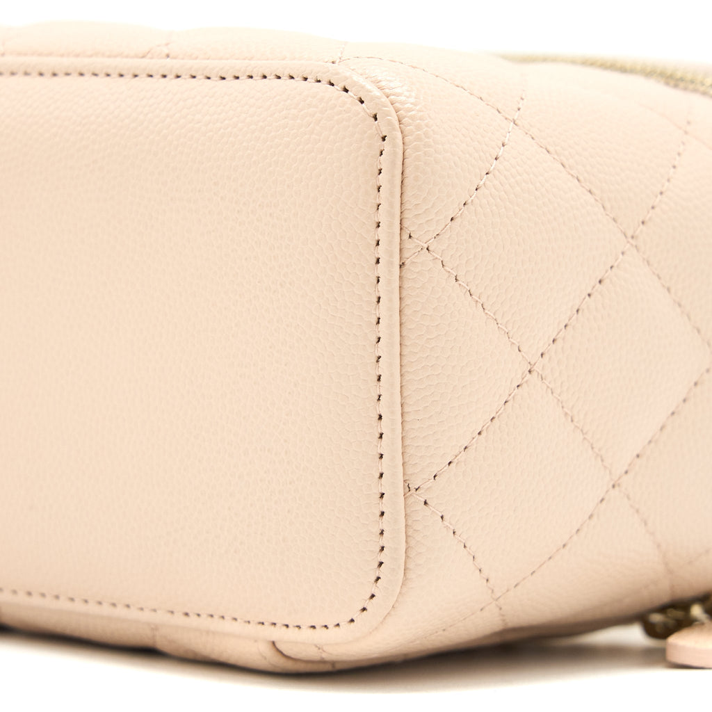 Chanel Long Vanity Case Caviar Light Beige L