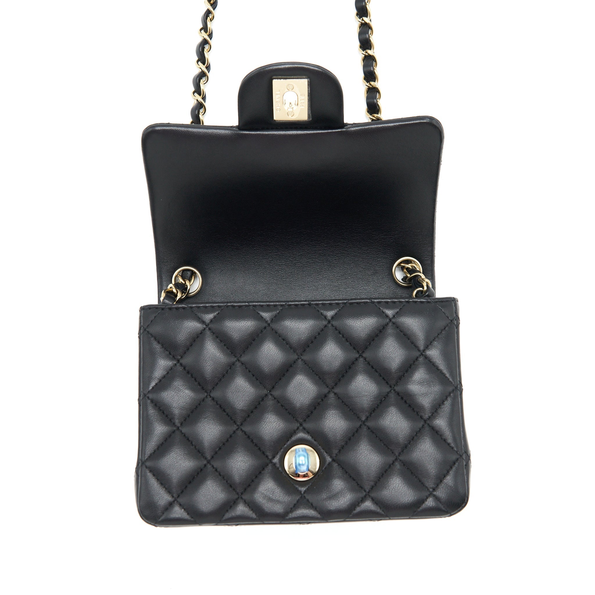 Chanel Mini Square Flap Bag Lambskin Black L