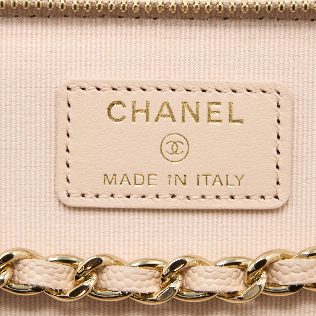 Chanel Long Vanity Case Caviar Light Beige L