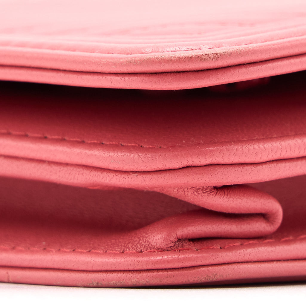 Chanel Boy Wallet On Chain Chevron Calfskin Pink L
