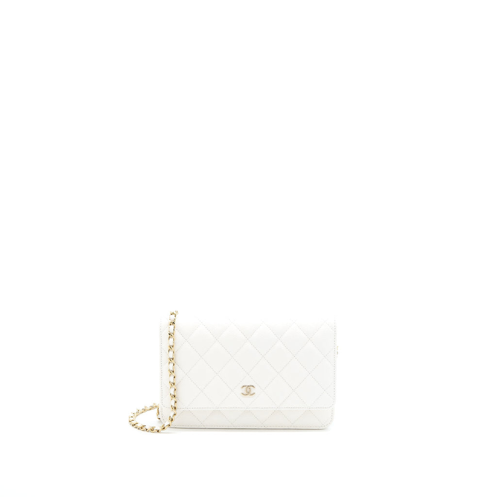 Chanel Classic Wallet On Chain Caviar White L (Microchip)