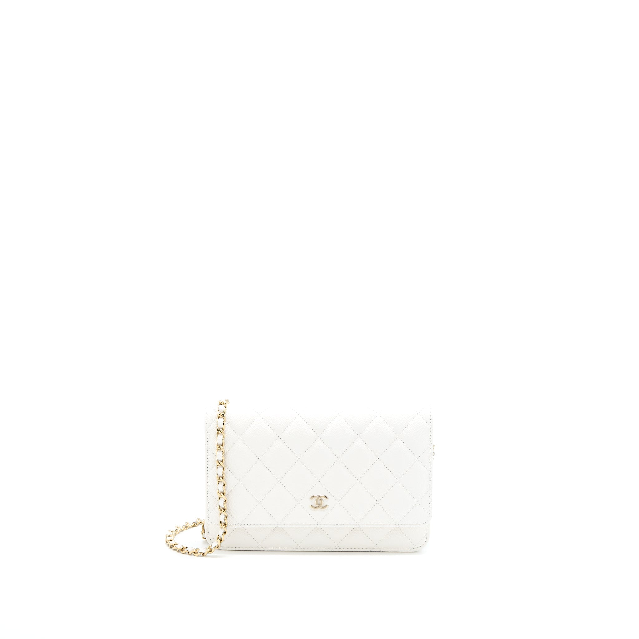 Chanel Classic Wallet On Chain Caviar White L (Microchip)