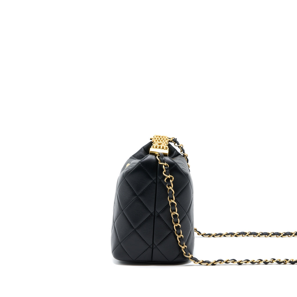 Chanel 22S Detail Handle Hobo Crossbody Bag Lambskin Black (Microchip)