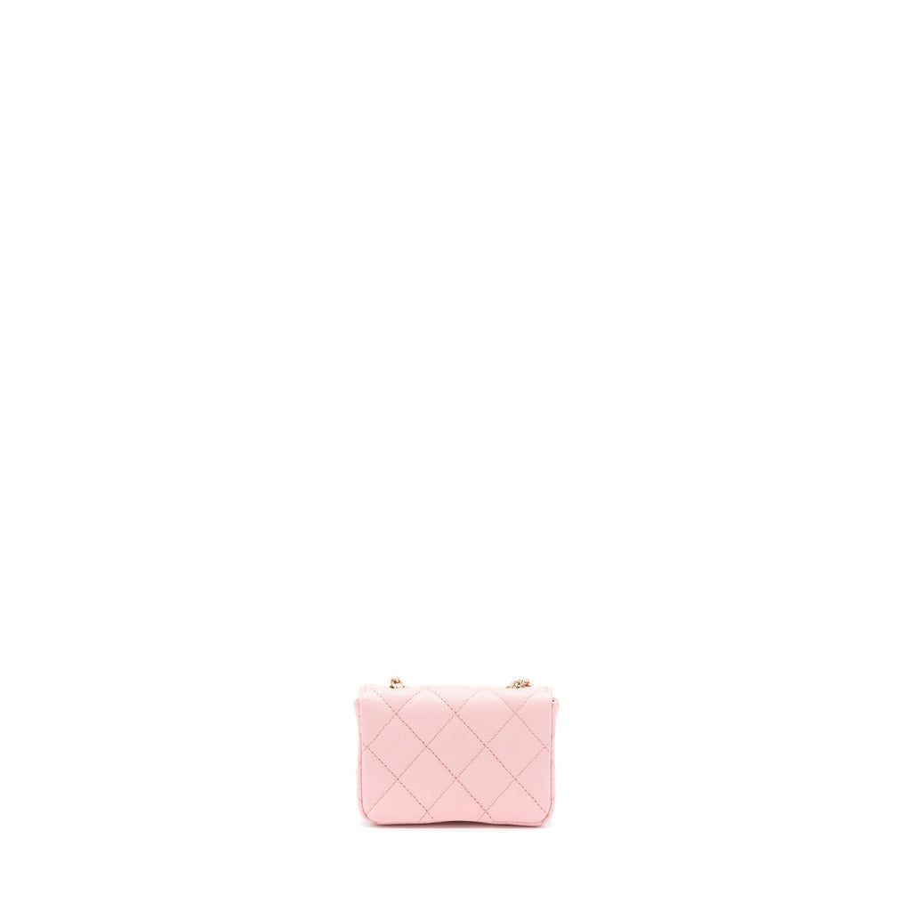 Chanel 22P Mini Flap Belt Bag/Card Holder Caviar Light Pink L