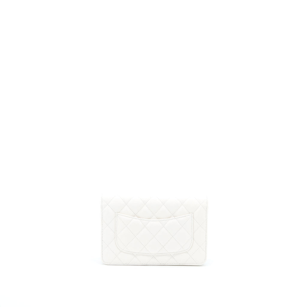 Chanel Classic Wallet On Chain Caviar White L (Microchip)