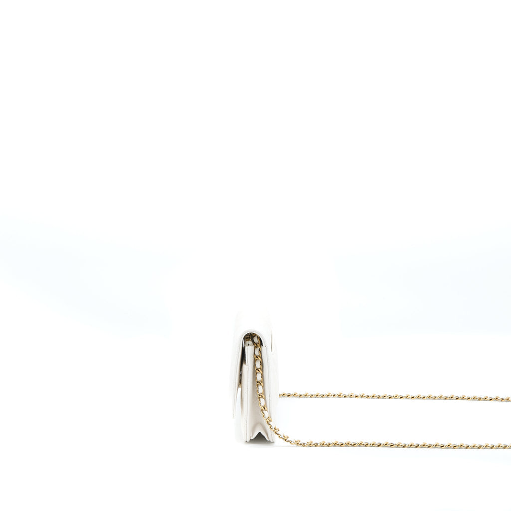 Chanel Classic Wallet On Chain Caviar White L (Microchip)
