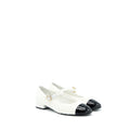 Chanel Size 39 23C Flat Shoes Fabric/Patent Black/White