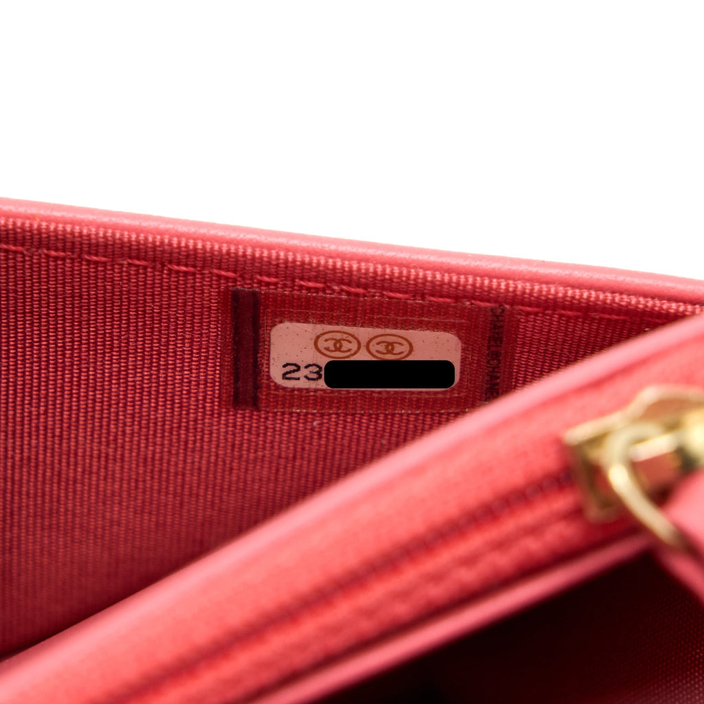 Chanel Boy Wallet On Chain Chevron Calfskin Pink L