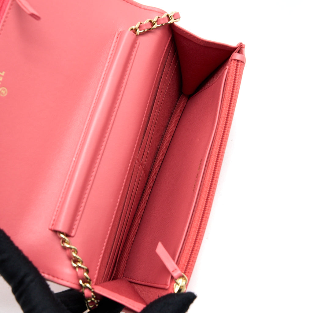 Chanel Boy Wallet On Chain Chevron Calfskin Pink L