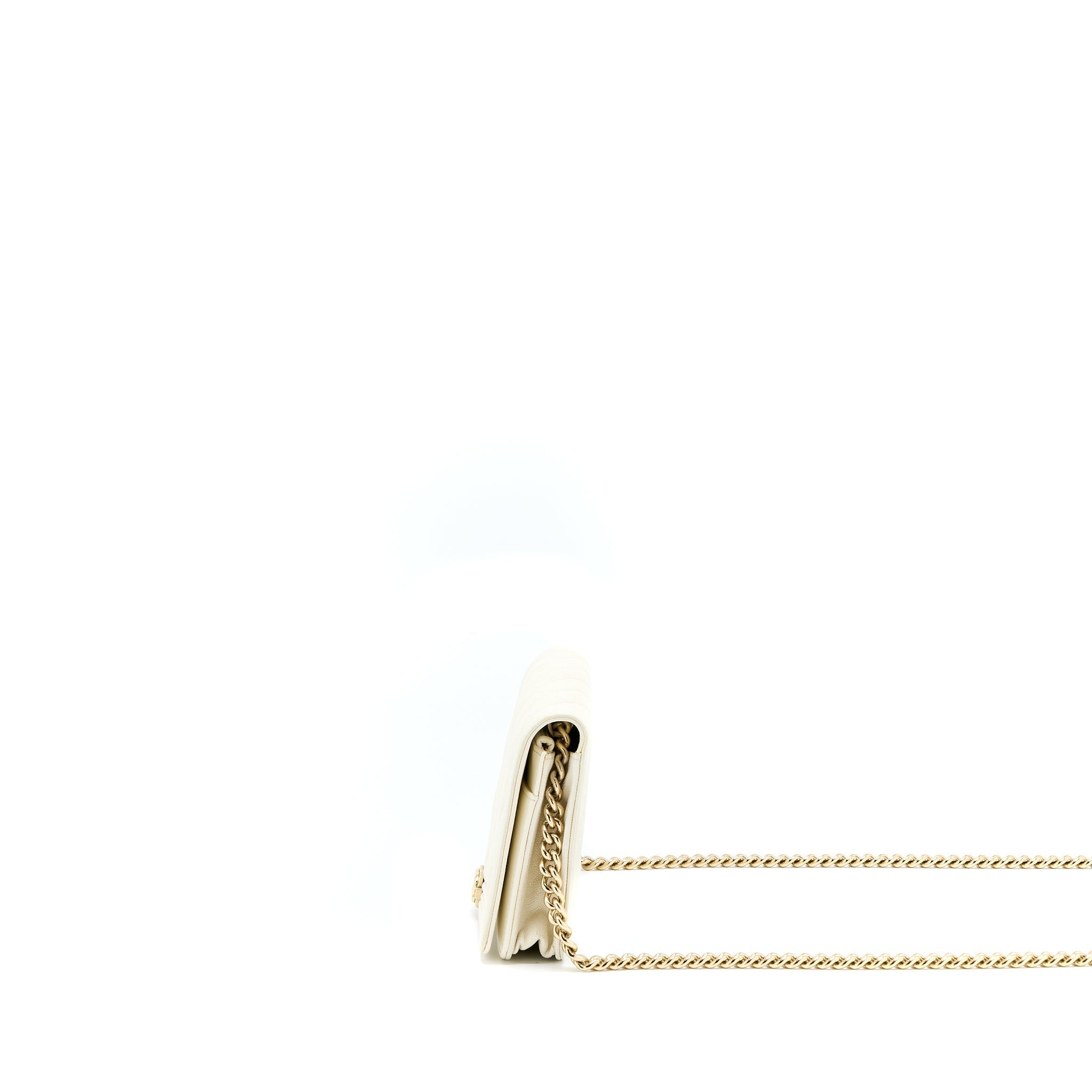 Chanel Boy Wallet On Chain Caviar White L