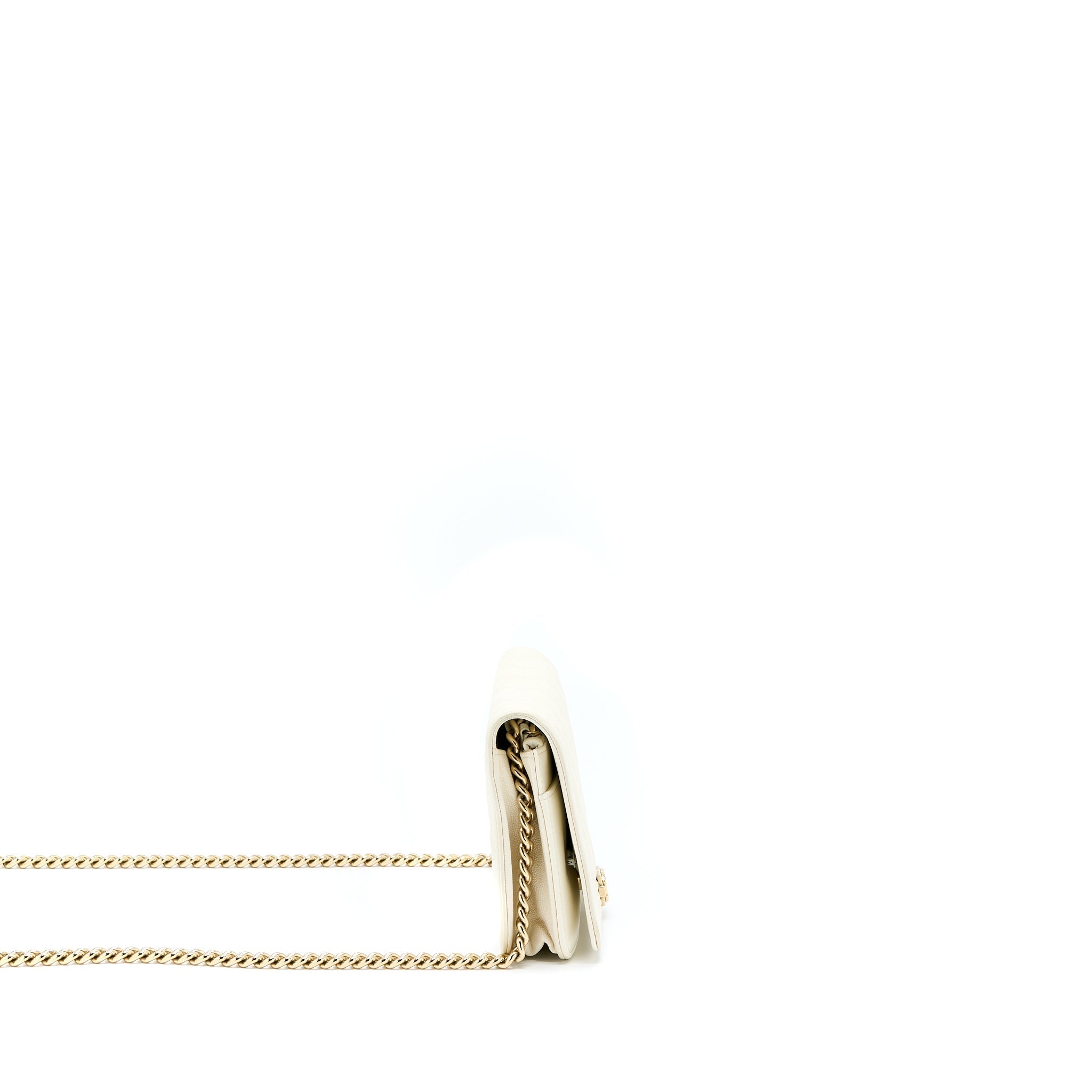 Chanel Boy Wallet On Chain Caviar White L