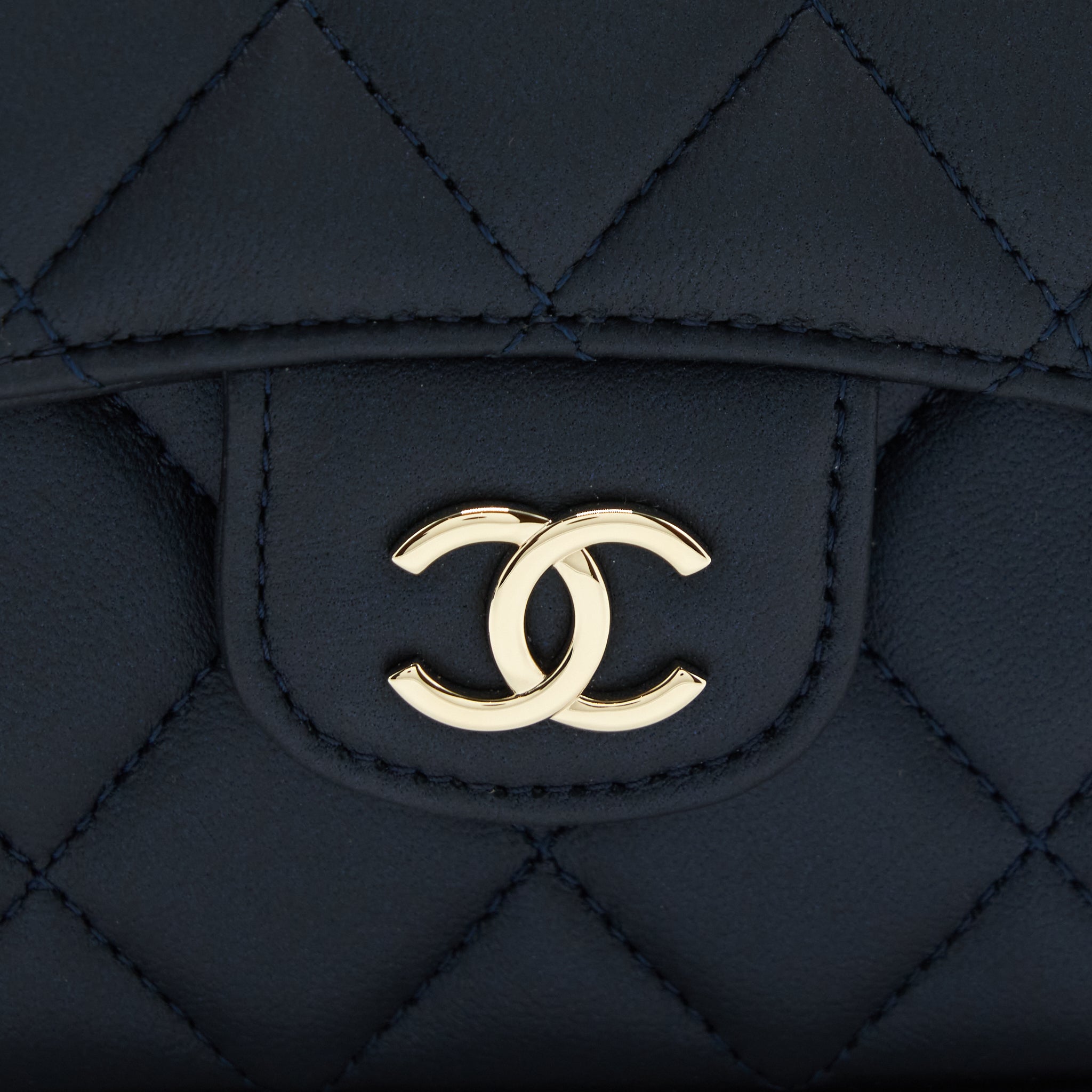 Chanel 22S Top Handle Mini Flap Bag With Chain Lambskin Navy L