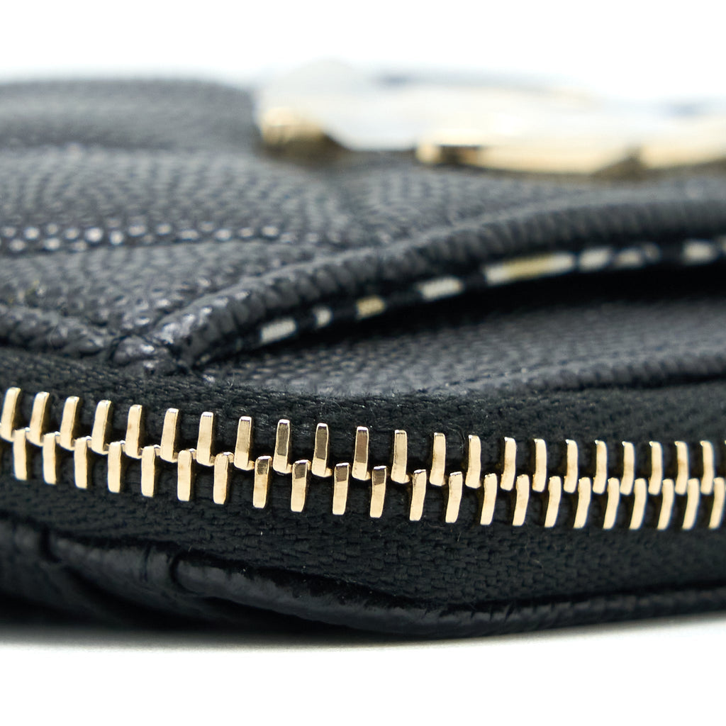 Chanel 23C Zipped Coin Purse Caviar Black L (Microchip)