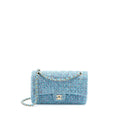 Chanel Tweed Medium Classic Double Flap Bag Light Blue L