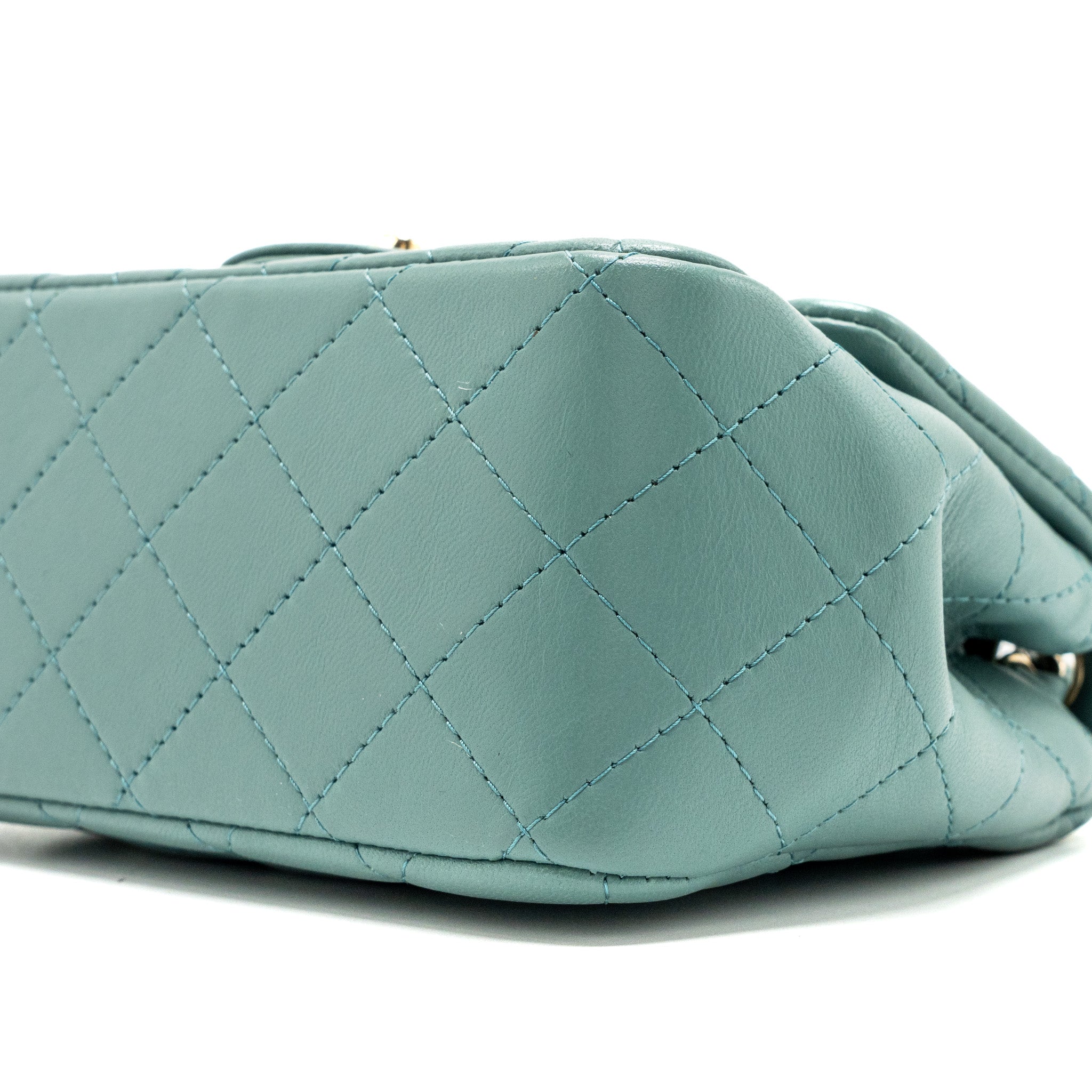 Chanel classic mini square flap bag lambskin green L (microchip)
