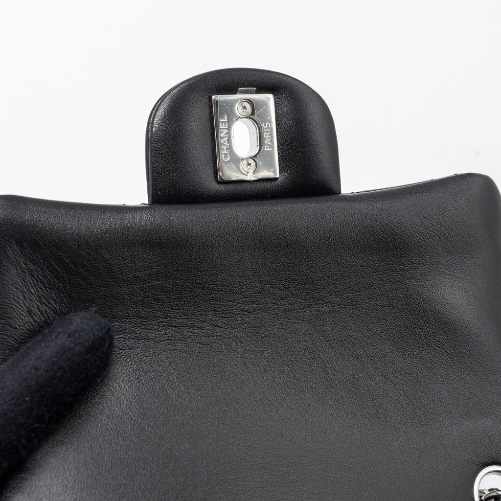 Chanel mini square flap bag lambskin black  (microchip)