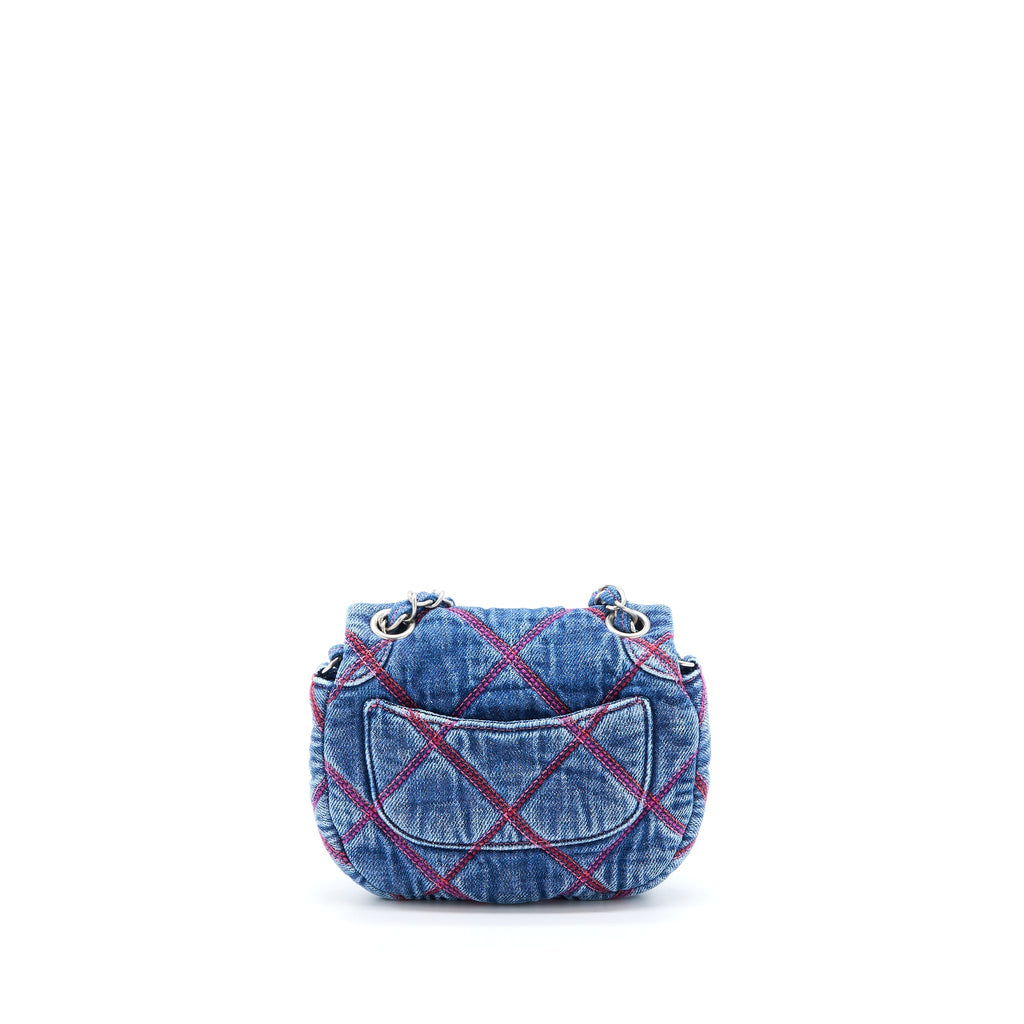 Chanel 22S Coco Beach Denim Mini Saddle Bag Denim Blue  (Microchip)
