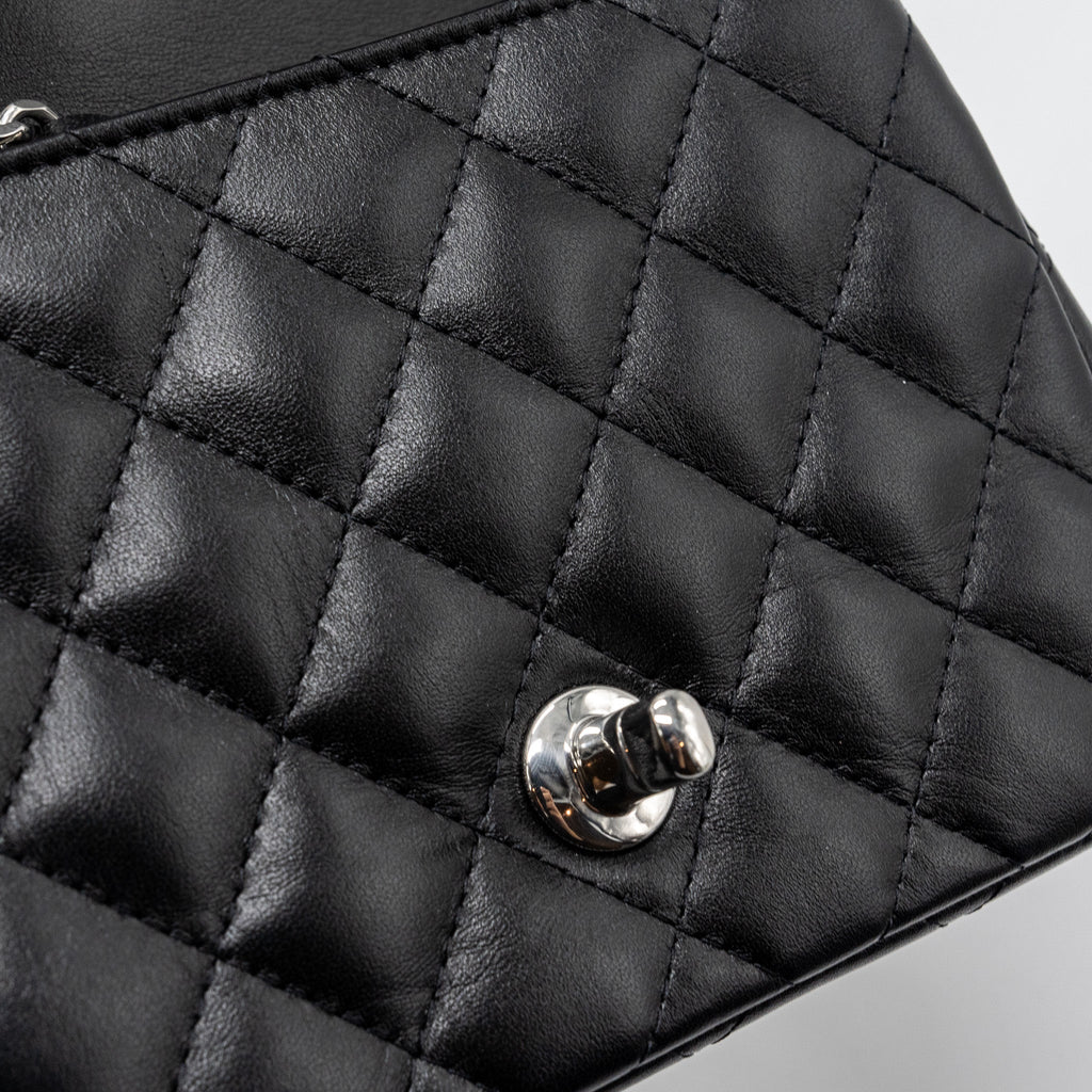 Chanel mini square flap bag lambskin black  (microchip)