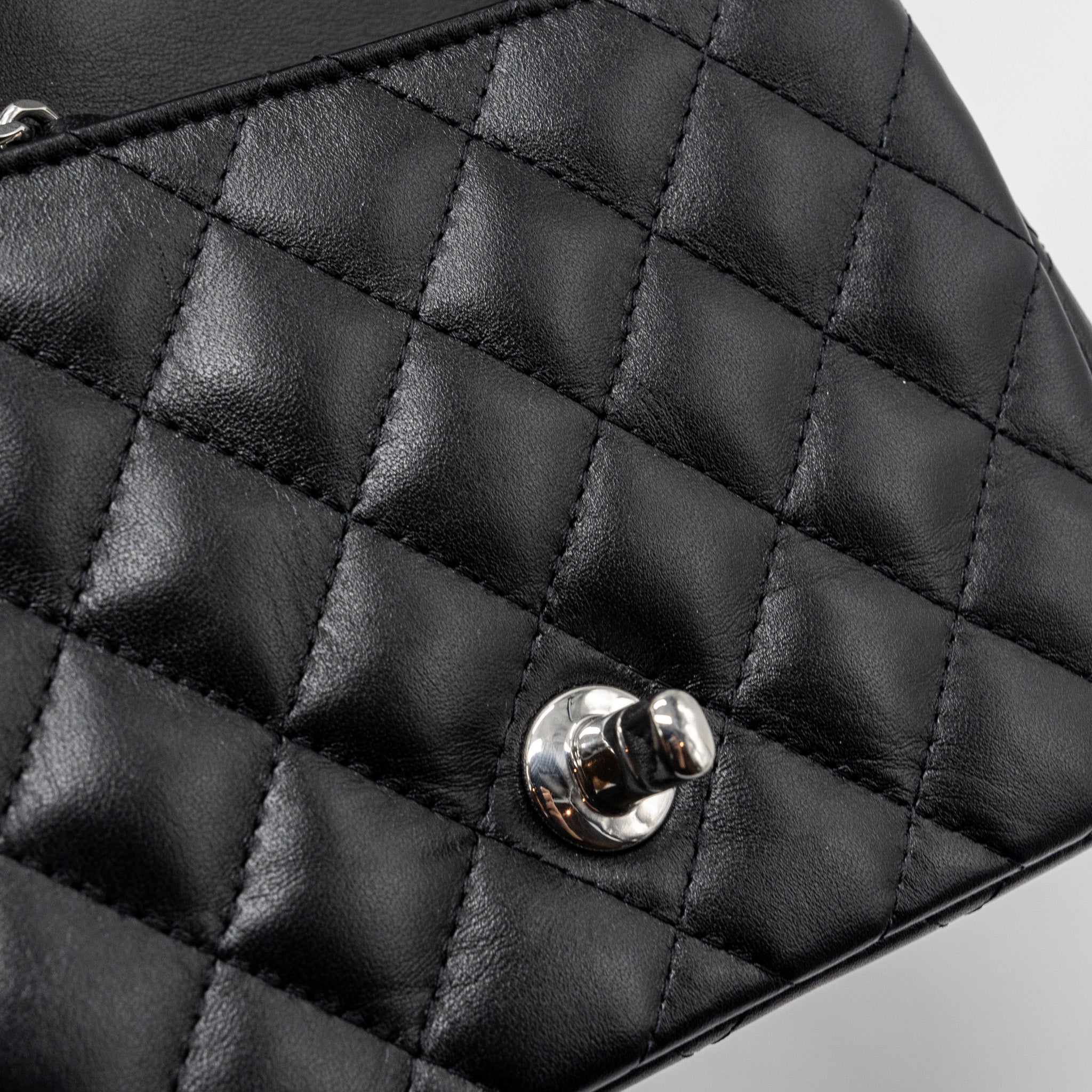 Chanel mini square flap bag lambskin black  (microchip)