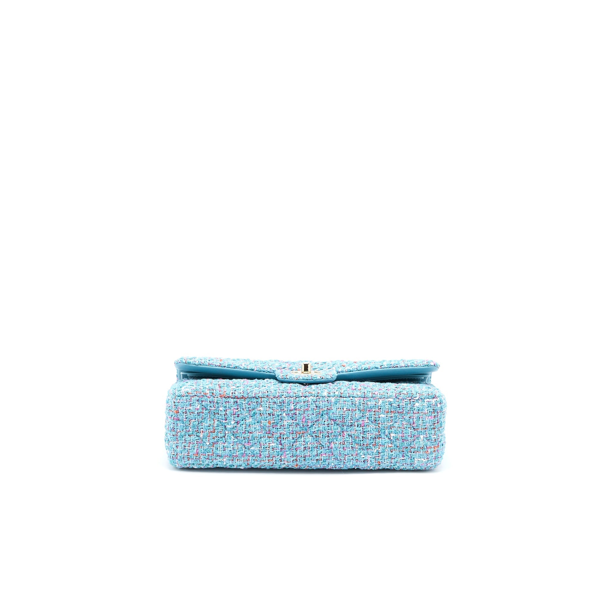 Chanel Tweed Medium Classic Double Flap Bag Light Blue L