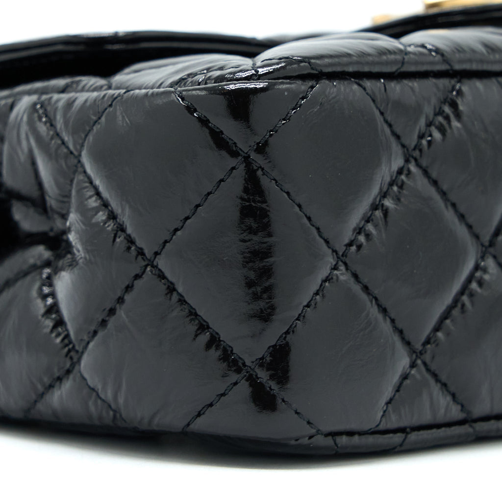 Chanel 23c Small Hobo Bag Shiny Calfskin Black Brushed  (Microchip)