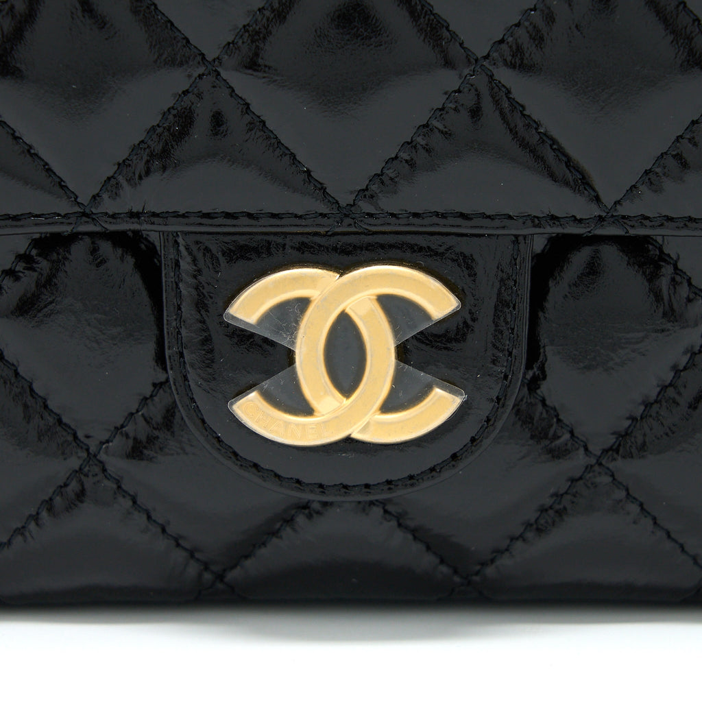 Chanel 23c Small Hobo Bag Shiny Calfskin Black Brushed  (Microchip)
