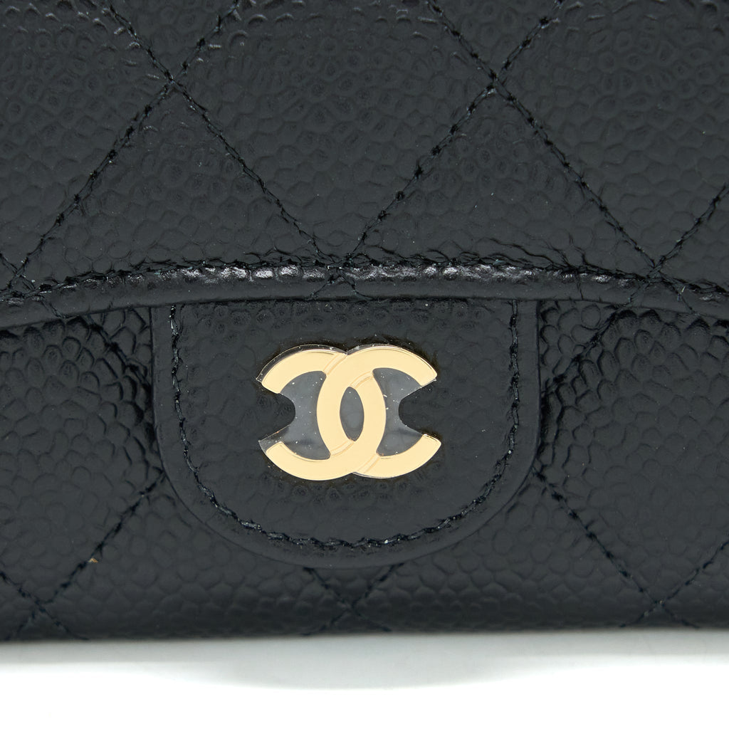 Chanel Classic Flap Card Holder Caviar Black  (Microchip)