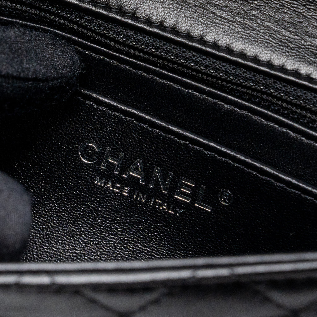 Chanel mini square flap bag lambskin black  (microchip)