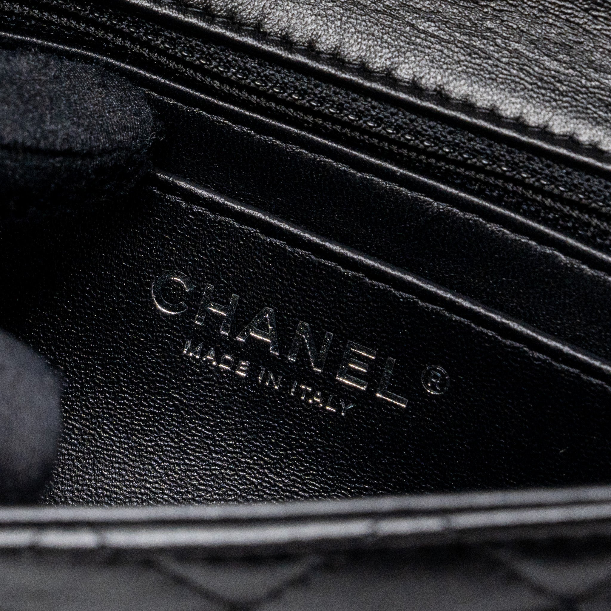 Chanel mini square flap bag lambskin black  (microchip)