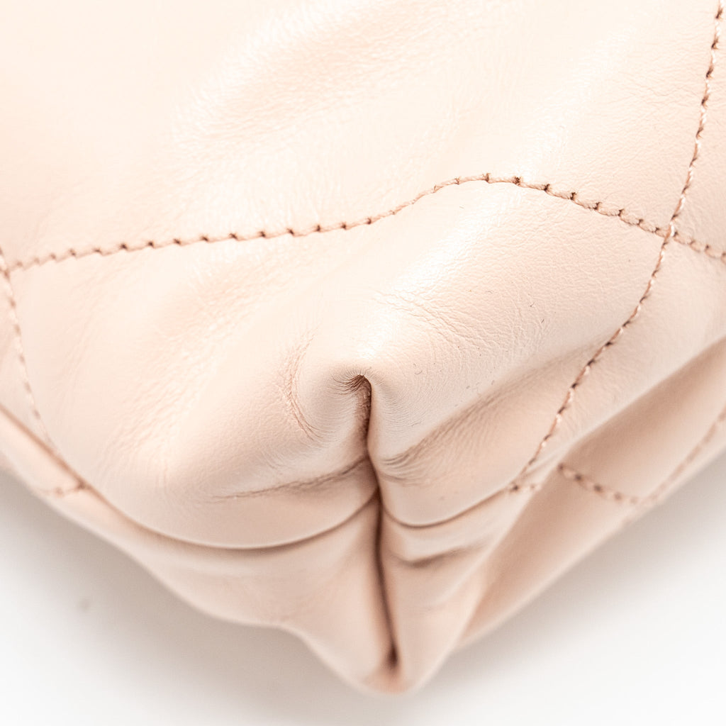 Chanel Mini 22 Bag Shiny Calfskin Pink  (microchip)