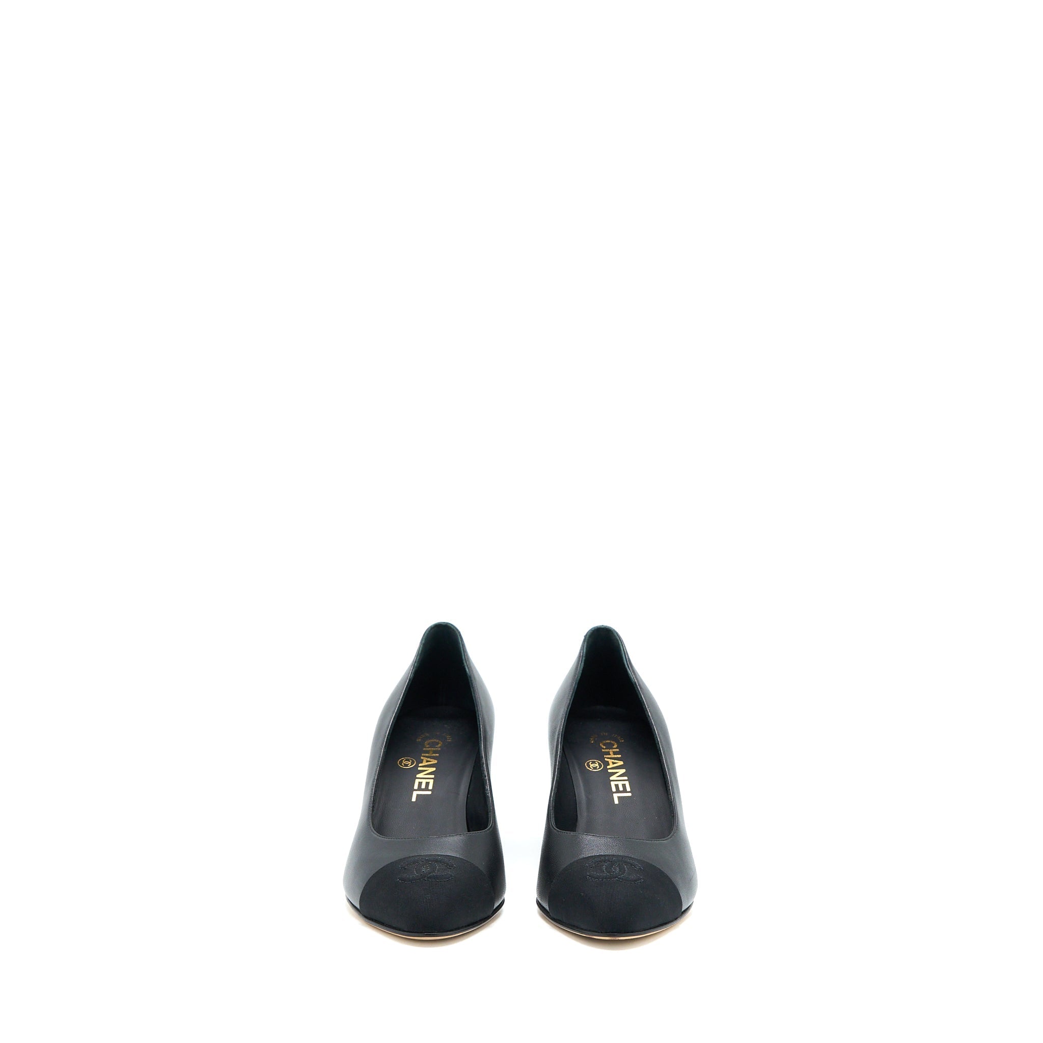 Chanel Size 36 CC Logo Heels With Pearl Black
